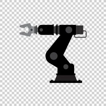 Robotic arms along assembly line in modern factory Illustrazione stock