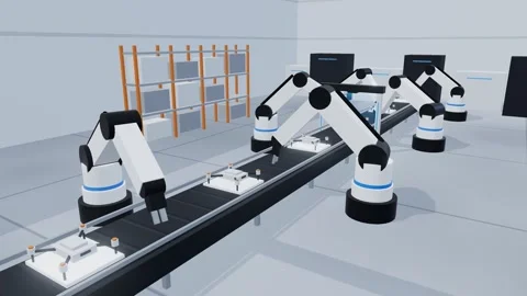 Robotic arms assembling quadcopter drones on production line Stock Footage 340779038