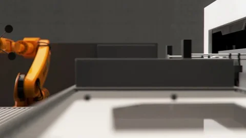 Robotic arms assembly line Stock Footage 77338060