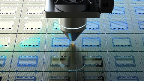 Robotic arms with chipset for semiconductor manufacturing Video stock 197593262