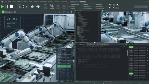 Robotic Arms Interface UI Software Stock Footage 319992814