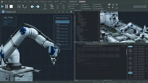 Robotic Arms Interface UI Software Stock Footage 319992831