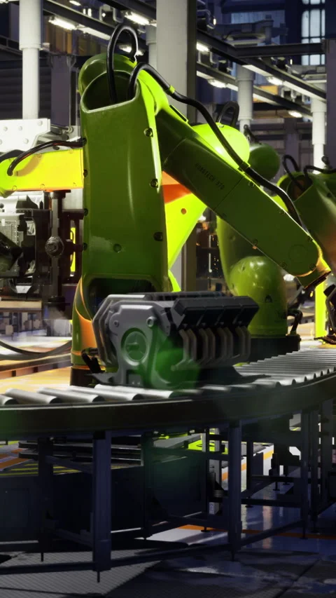 Robotic arms in a modern manufacturing facility showcase intricate automation 스톡 동영상 331694066