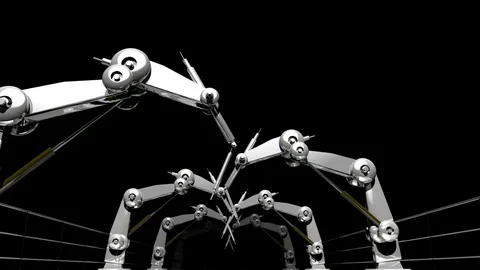 Robotic arms moving looping CG animation Stock Footage 83434942