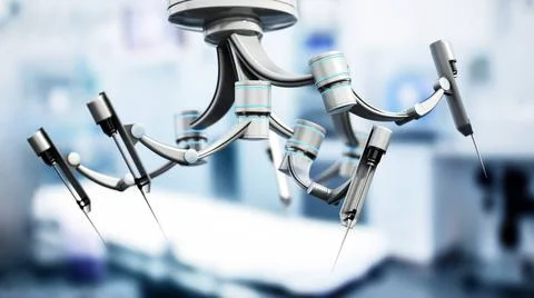 Robotic arms for robotic assisted surgery. 3D illustration Robotic arms fo... Stock Photos