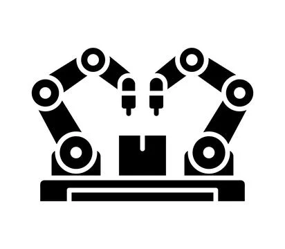 Robotic Arms Working on Assembly Line in Modern Industrial Setting Stockillustratie