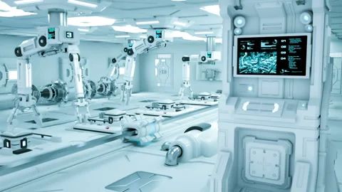 Robotic Arms Working in a Hi-Tech Lab Stock Footage