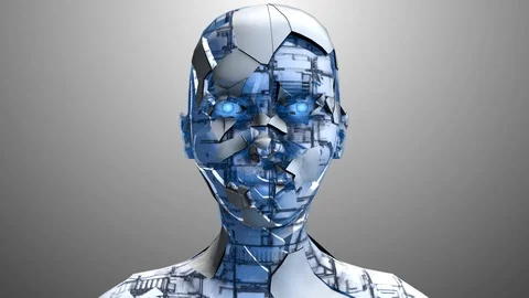 Robotic Artificial intelligence AI deep learning computer program technology Video stock 88341545