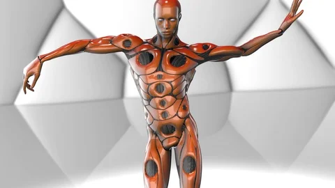 Robotic Artificial intelligence AI deep learning computer - Dancing cyborg Stock Footage 95155057