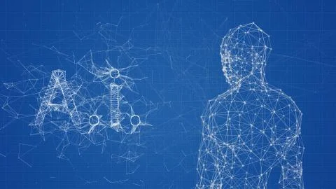 Robotic Artificial intelligence AI deep learning computer program technology Illustrazione stock