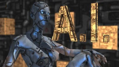 Robotic Artificial intelligence AI deep learning computer program technology Stock Illustration