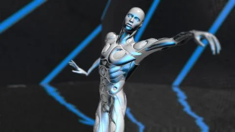  Robotic Artificial intelligence AI deep learning computer program technology Stock Illustration