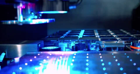 Robotic assembling microchip. Closeup shot. Stock Footage 332853359