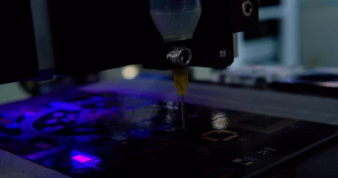 Robotic assembling microchip. Closeup shot. Stock Footage 332857418