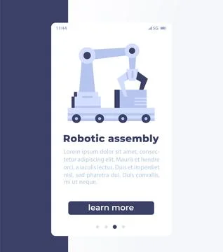 Robotic assembly mobile banner with vector icon Illustrazione stock