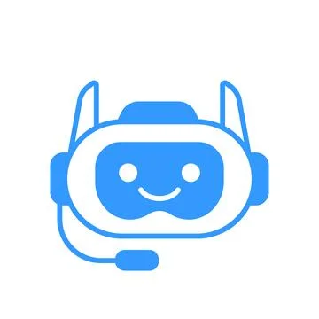 Robotic Assistant Icon with Headset Sign. Robot Chat Bot Icon Design Stock Illustration