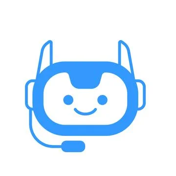 Robotic Assistant Icon with Headset Sign. Robot Chat Bot Icon Design Stock Illustration