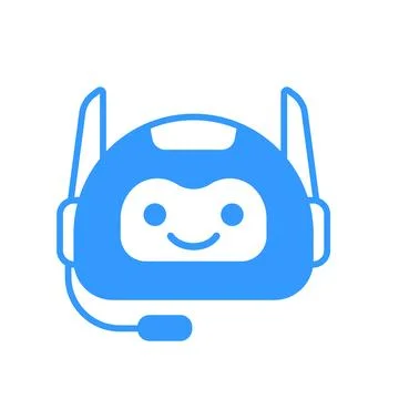 Robotic Assistant Icon with Headset Sign. Robot Chat Bot Icon Design Stock Illustration