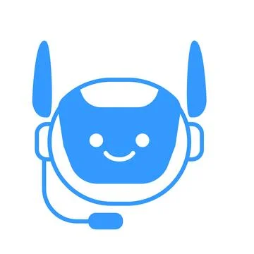 Robotic Assistant Icon with Headset Sign. Robot Chat Bot Icon Design Stock Illustration