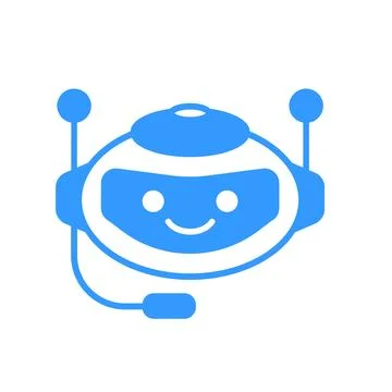 Robotic Assistant Icon with Headset Sign. Robot Chat Bot Icon Design Stock-Illustration