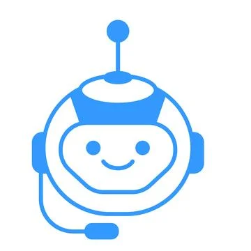 Robotic Assistant Icon with Headset Sign. Robot Chat Bot Icon Design Stock Illustration