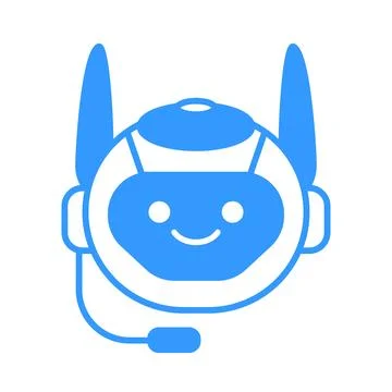 Robotic Assistant Icon with Headset Sign. Robot Chat Bot Icon Design Stock Illustration