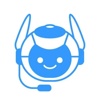 Robotic Assistant Icon with Headset Sign. Robot Chat Bot Icon Design Stock Illustration