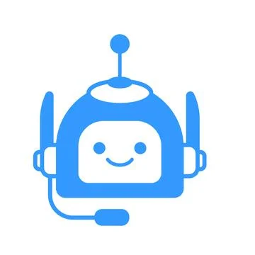Robotic Assistant Icon with Headset Sign. Robot Chat Bot Icon Design Stock Illustration
