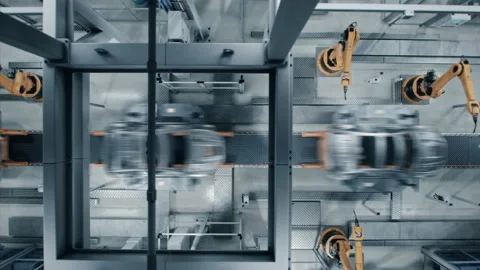 Robotic Automatic Car Manufacturing Factory Conveyor Video stock 159015286