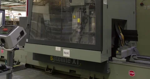Robotic automatic mechanism in the workshop of a large factory Stock Footage 281480597