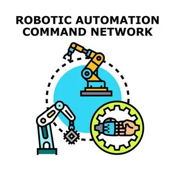 Robotic automation command network concept vector illustration Stock Illustration