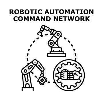 Robotic automation command network concept vector illustration Stock Illustration