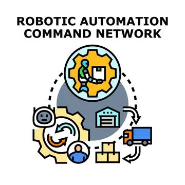 Robotic automation logistics command network concept Stock Illustration