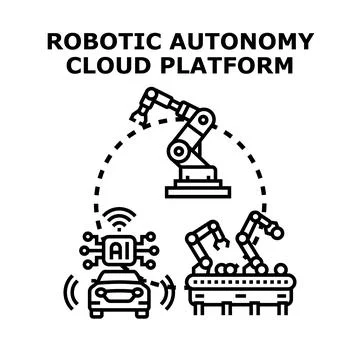 Robotic autonomy cloud platform concept illustration Stockillustratie