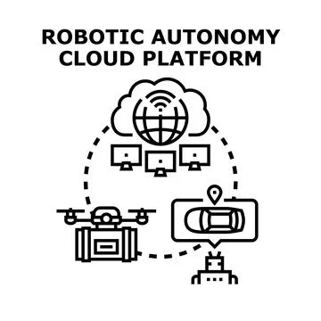 Robotic autonomy cloud platform connecting smart devices Stock Illustration