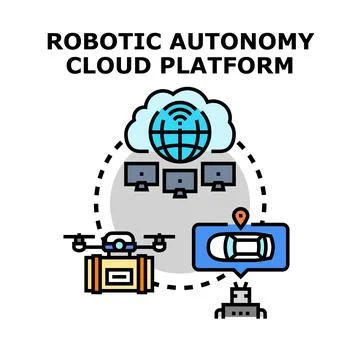 Robotic autonomy cloud platform connecting smart devices イラスト素材