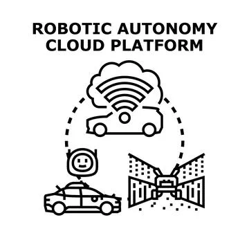 Robotic autonomy cloud platform connecting autonomous vehicles and devices Stock Illustration