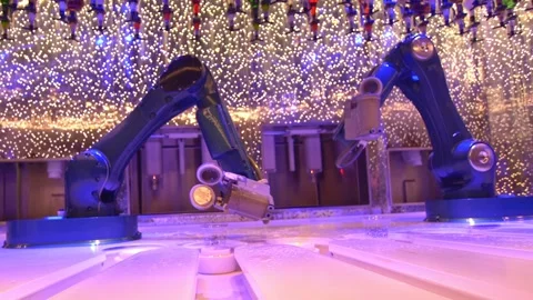 Robotic bartender preparing drinks at a bionic bar Stock Footage 255815897