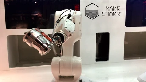 Robotic bartender serves a drink Stock Footage 120606756