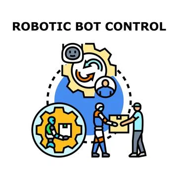 Robotic bot control managing automation delivery process Stock Illustration