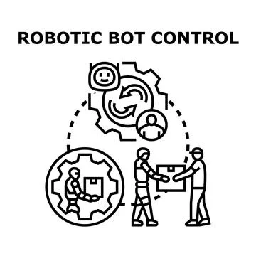 Robotic bot control managing automation delivery process Stock Illustration