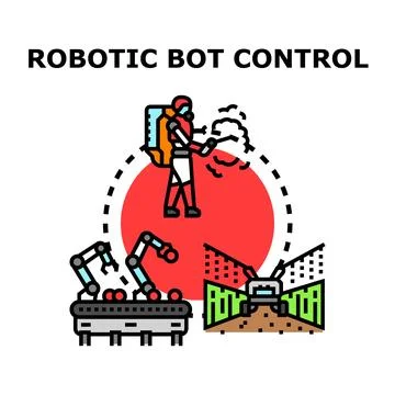 Robotic bot control system automation engineering concept Illustrazione stock