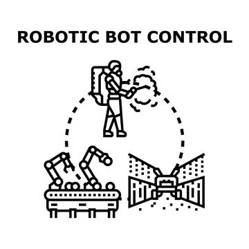 Robotic bot control system automation engineering concept Stock Illustration