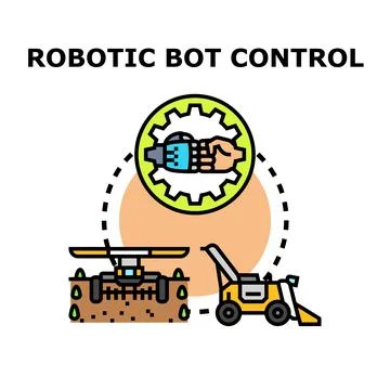Robotic bot controlling smart farm irrigation and machinery Illustrazione stock
