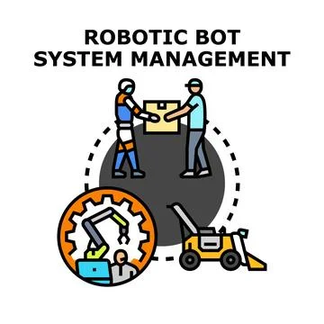 Robotic bot system management concept vector illustration Stock Illustration