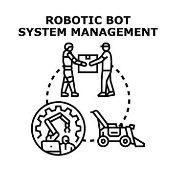 Robotic bot system management concept vector illustration Stock Illustration