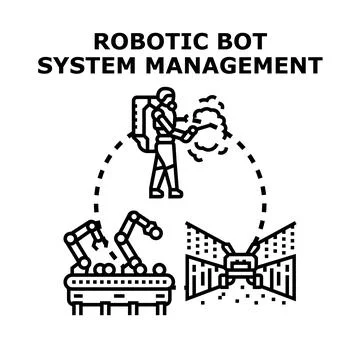 Robotic bot system management controlling future technology Illustrazione stock