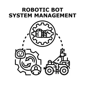 Robotic bot system management developing future technology Stock Illustration