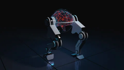 Robotic Brain on two feet Stock Footage 234122509