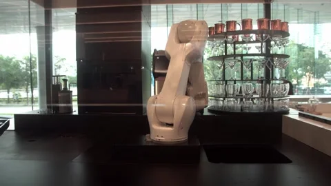 A robotic cafe machine preparing coffee. Stock Footage 249376610
